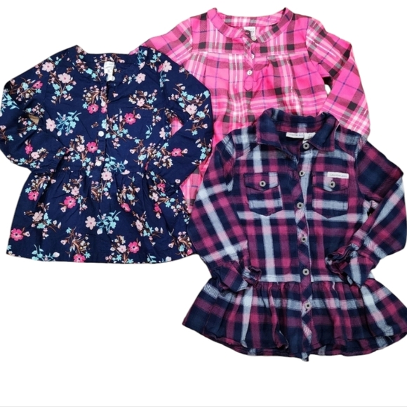3T bundle - 3 Long Sleeve Shirts - Plaid Floral B0094 - Picture 1 of 5